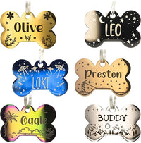 Personalized Dog Tag with 5 Lines of Custom Deep Engraved Durable Stainless Steel Pet ID Name Tag Designer Small Size Bone