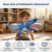 Marine Animals Hand Puppets for Kids, Toddler Includes Sharks - Mosasaurus / Dinosaurs - image 3