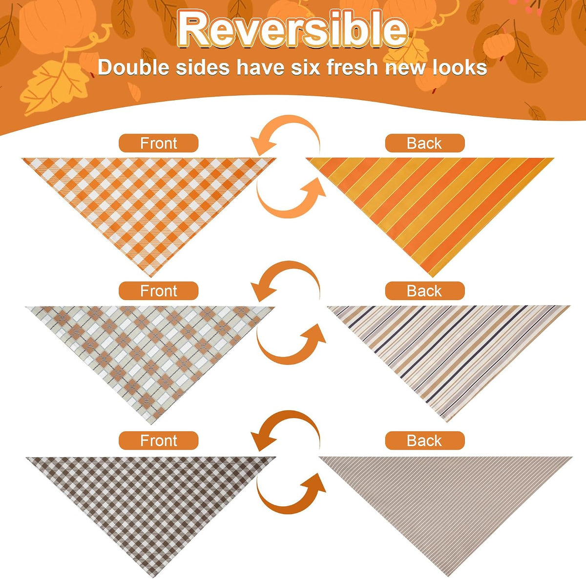 Fall Dog Bandanas Large 3PCS - 26-OBB plaid / X-Large - image 4