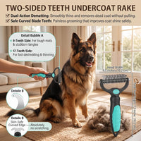 5 PCS Pet Grooming Kit, Dog Brush & Dematting Rake for Long Hair – Essentials for Cats - Green 5pc - image 3