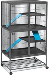 Critter Nation by MidWest Double Unit Small Animal Cage – Essentials for Small Pets - Black: 1 Inch Wire Spacing: Ferret Nation / Double Story