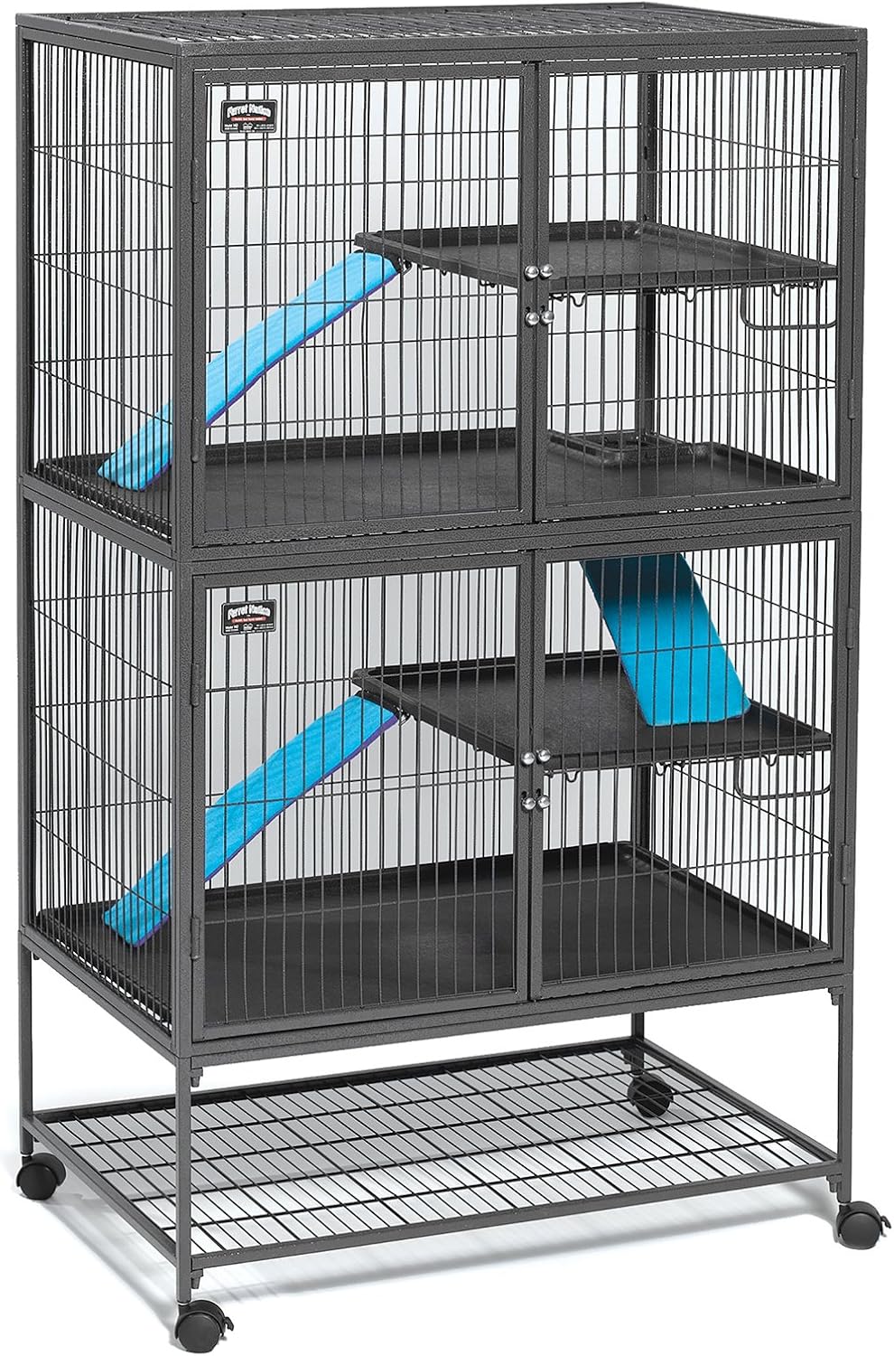 Critter Nation by MidWest Double Unit Small Animal Cage – Essentials for Small Pets - Black: 1 Inch Wire Spacing: Ferret Nation / Double Story