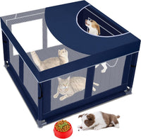 Puppy Playpen Indoor for Dog Small Pets - Royal Blue / 41'x41'x25.5' with Cover