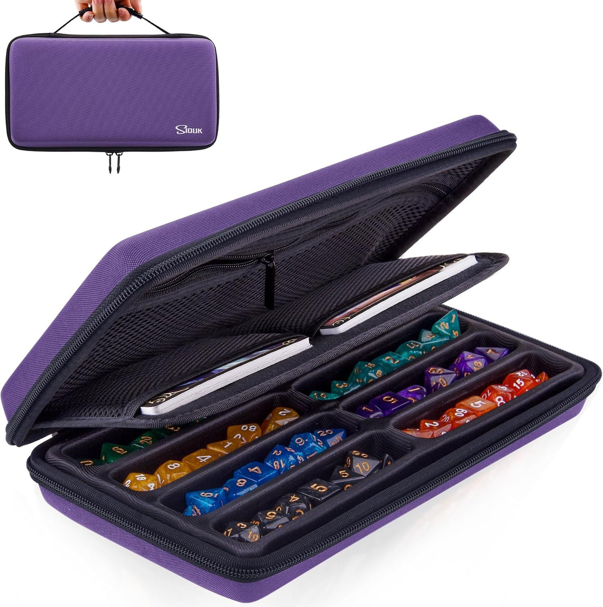SIQUK Dice Case Dices Storage Case Dice Organizer Holder with Handle – Fun for Kids & Family - Pure Violet