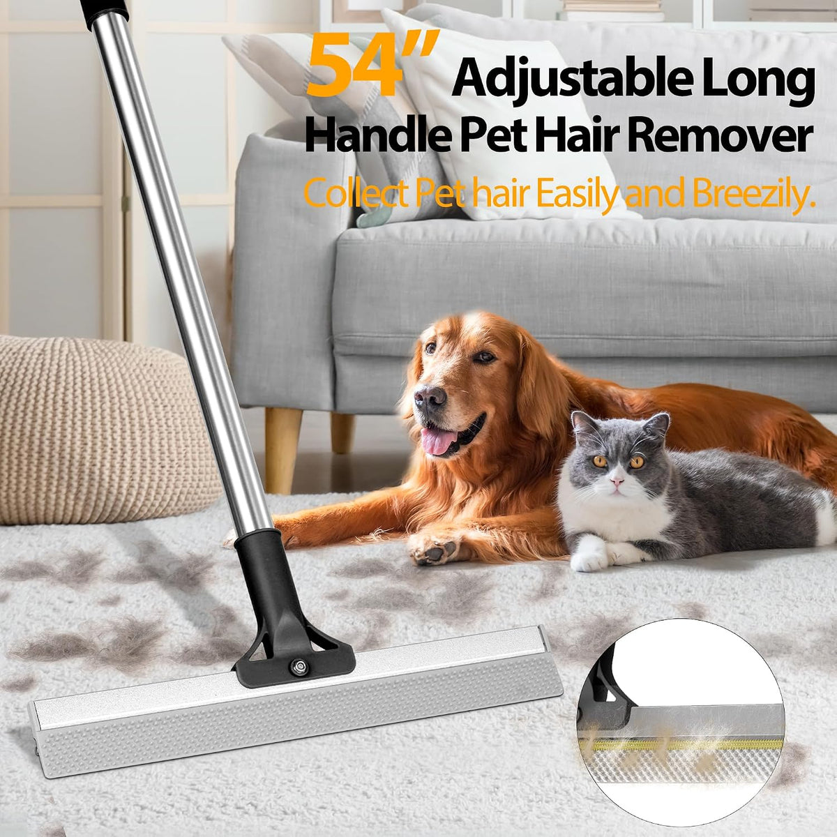 Carpet Rake for Pet Hair Removal Tool - Black - image 3