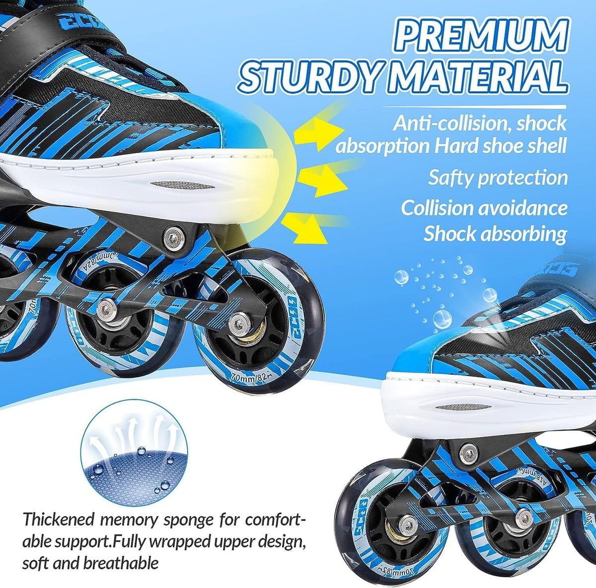 Adjustable Inline Skates for Kids Ages 4-12 – Fun for Kids & Family - Blue / Medium-Big Kids（13j-3 US） - image 3