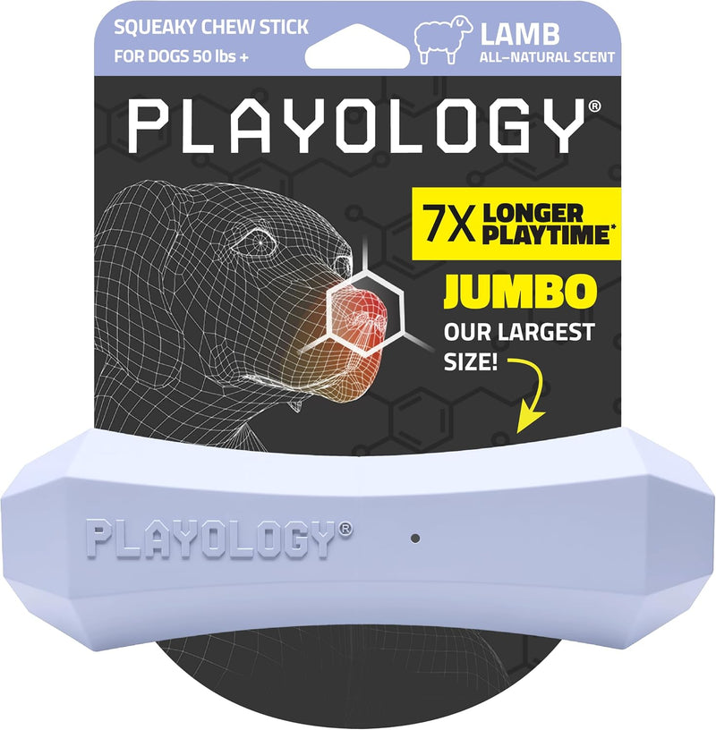 Playology Squeaky Chew Stick Scented Dog Toy - Jumbo / Lamb