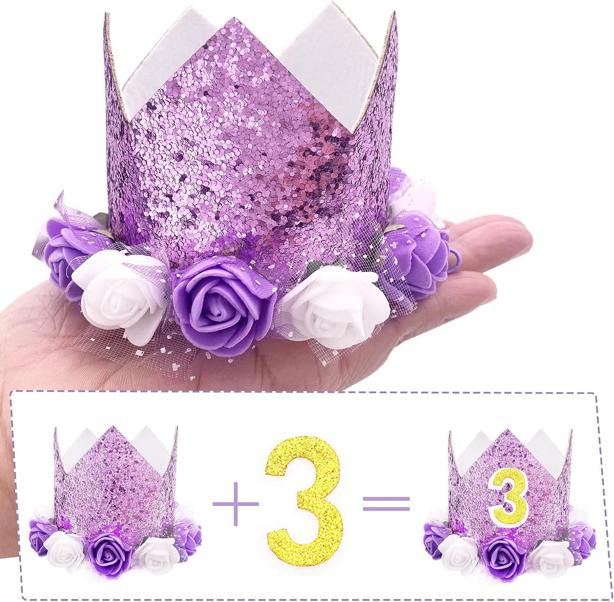 PET SHOW Pink Crown Dog Birthday Party Hat for Girls Reusable - Lavender - image 3