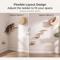 Cat Wall Shelves Set, Solid Wood Moon Bed - moon bed with 3-level stairs - image 3