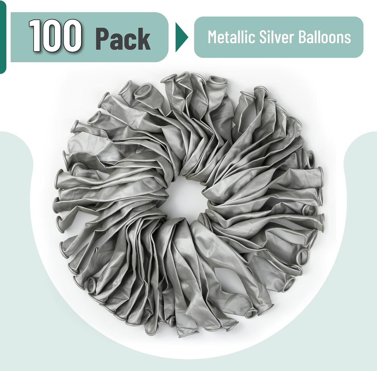 Mr. Pen, Balloons Assorted Colors - Metallic Silver / 100 Pack - image 2