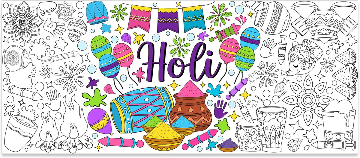 Dvbonike Jumbo Mandala Coloring Poster Giant Flower DIY Drawing Paper - Holi