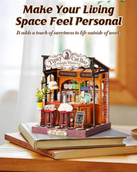 Rolife Tipsy Cat Bar DIY miniature kit, layered mini bar scene for a bookshelf - view 21