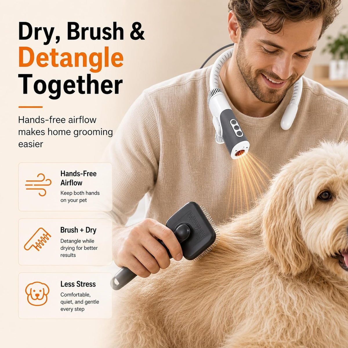 PETNF Hands-Free Neck Dog Dryer, 110 - image 3