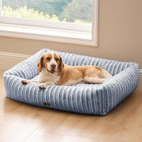 Bedsure ComfyFleece Cute Dog Bed for Small Medium Dogs Washable - L(36" x27" x8") / Blue Indigo