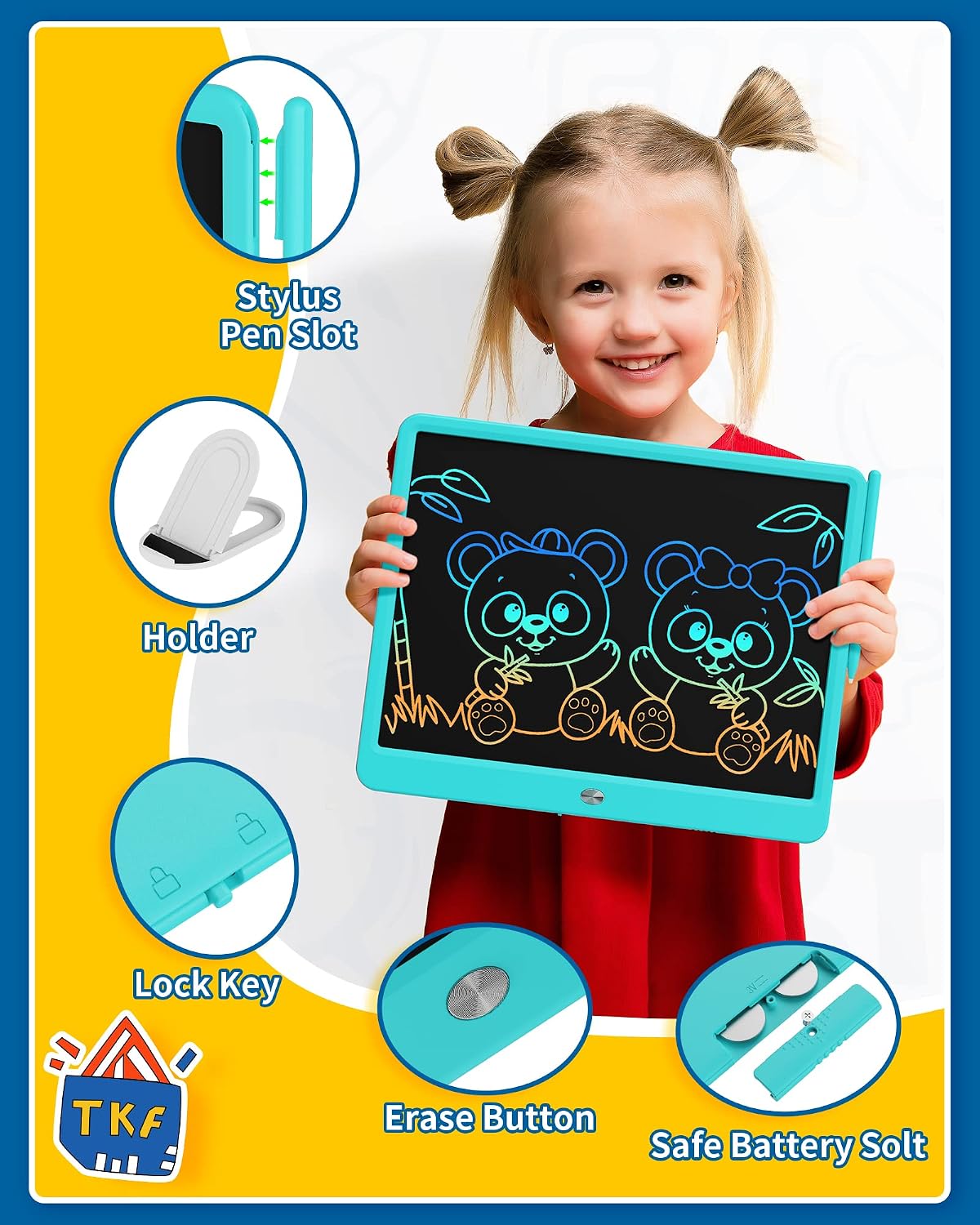 TEKFUN 15" LCD Writing Tablet for Kids - Blue / 15 Inch - image 2