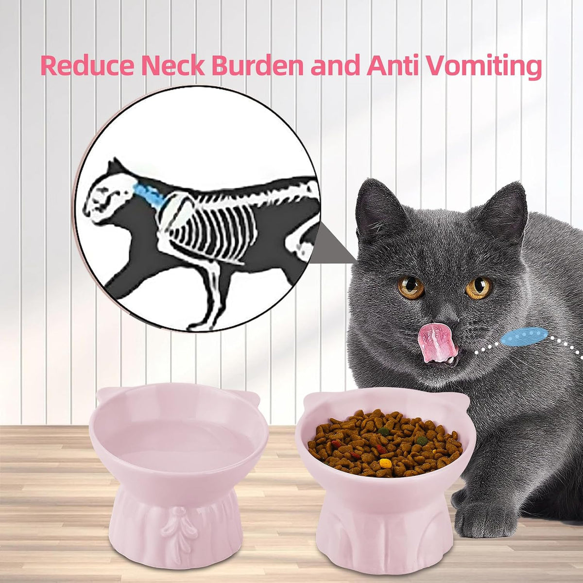 Elevated Cat Bowls 2-Pack - Pink Cat Bowls - image 3