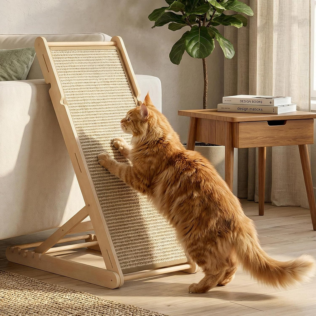 XiaZ Cat Scratcher, 23" Sisal Cats Scratching Board with 5 Adjustable Heights, No Assembly - 23.6"L x 13.7"W x 31"H