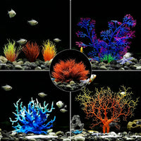 MyLifeUNIT set of 7 artificial coral and plant aquarium ornaments with ceramic bases - view 3