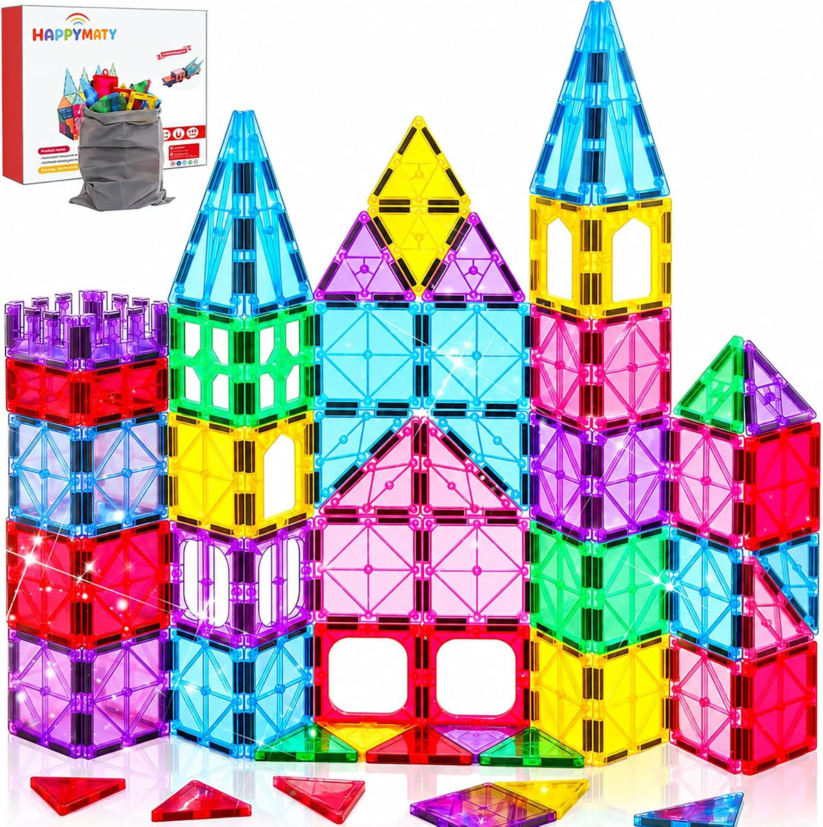 Antibacterial Magnetic Tiles - 58 PCS