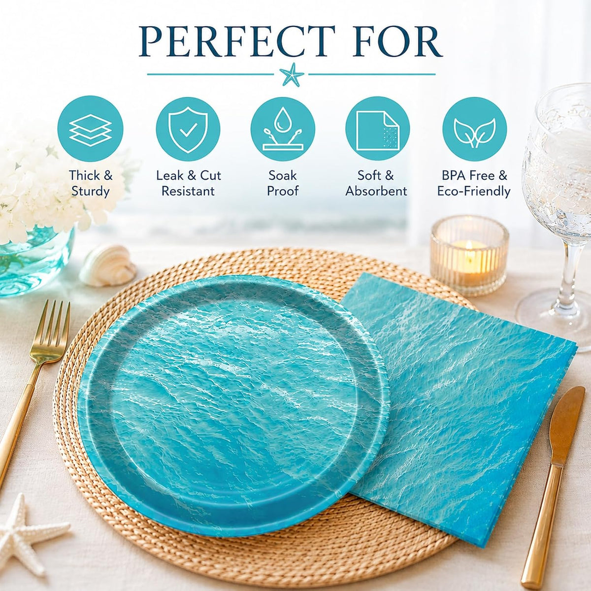 40 Pcs Basketball Plates and Napkins Set - Ocean Sea - image 2