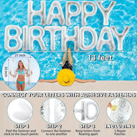 Shappy Happy Birthday Pool Floats Balloon – Fun for Kids & Family - White / 30'' / Sequins - image 2