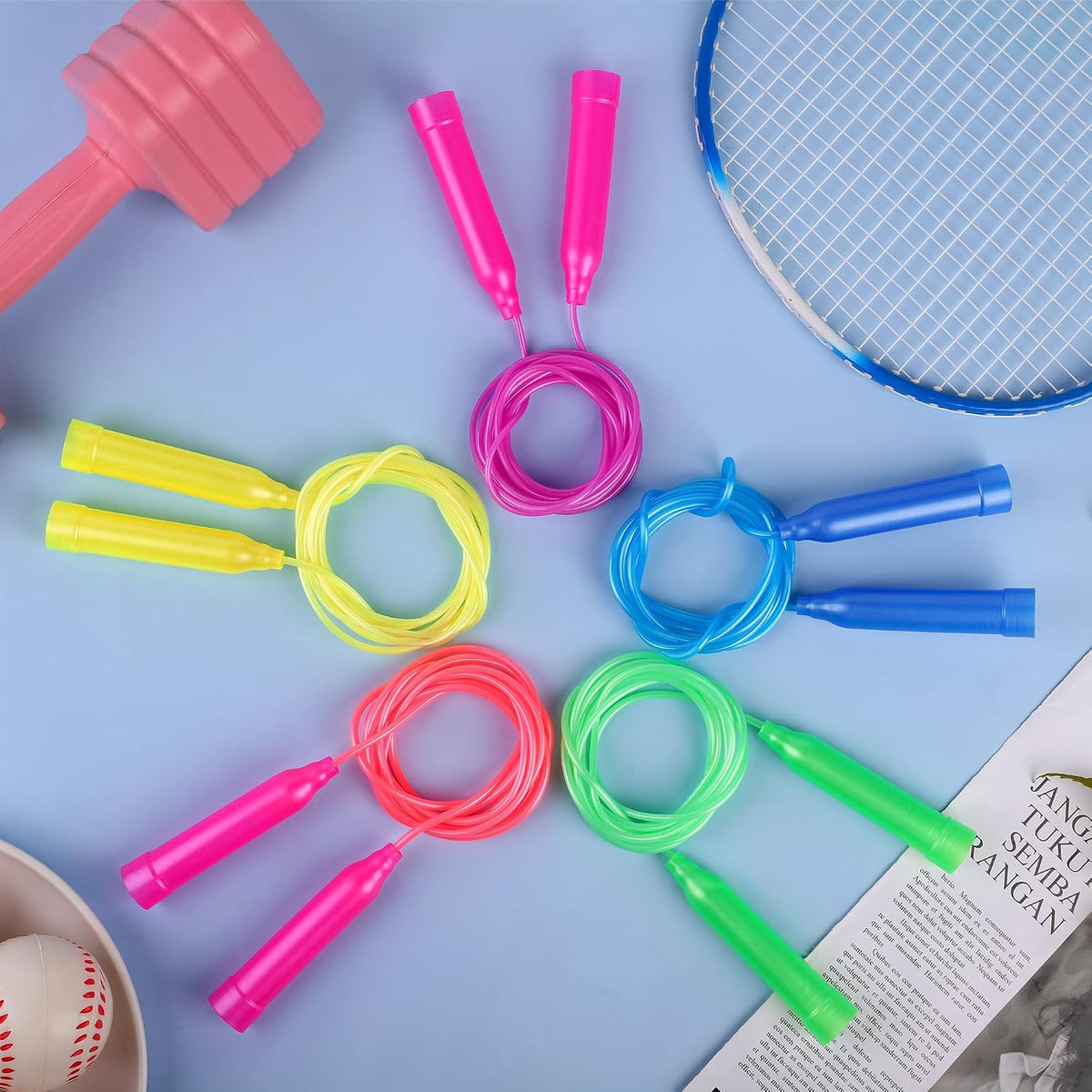 Elcoho kids jump rope set, 36 colorful adjustable skipping ropes with plastic handles - view 11