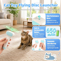 Cat Fetch Toy with Flying Disc Launcher - Blue + 10 Pcs Flying Discs - image 2