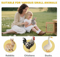 PawHut Wooden Rabbit Hutch Indoor Outdoor, Elevated Bunny Cage with No Leak Tray Enclosed Run with Wheels, Ideal for Guinea Pigs and Small Animals, Gray