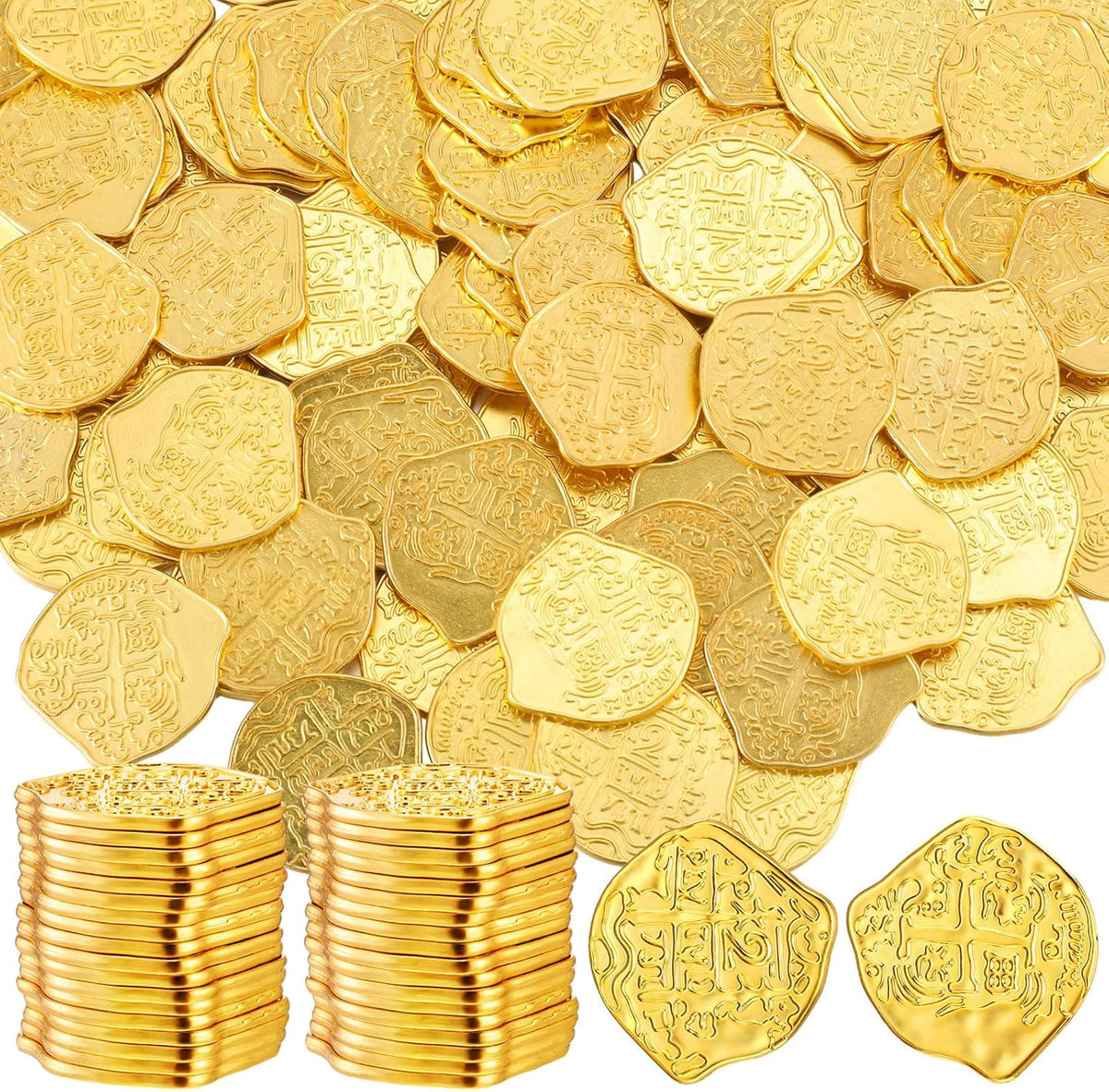 Hanaive 200 metal pirate coins in gold zinc alloy with retro pirate design