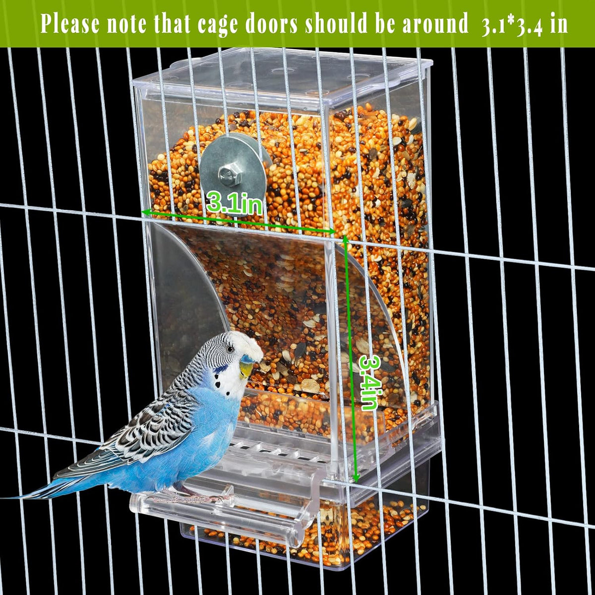 No-Mess Automatic Bird Feeder, Parakeet Cage Accessories – Essentials for Birds - Transparent-2 PCAK - image 4
