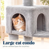 Hey-brother Cat Tree, Multi-Level Sisal Covered Scratching Posts - Light Gray / 60.6 Inches - image 4