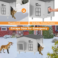 Large Indestructible Heated Cat House for Outside Winter - Grey Slanted-21.6×16.9×17.5 - image 3