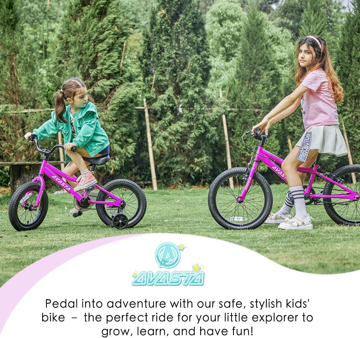 AVASTA Bilbo 18 20 24 Inch Kids Bike for Boys Girls Youth 5-14 Years - Plum Red / 18 Inch with Kickstand & Training Wheels - image 3