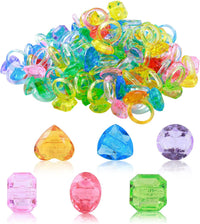 PASEMM 100Pcs Gem Rings Toys for Kids
