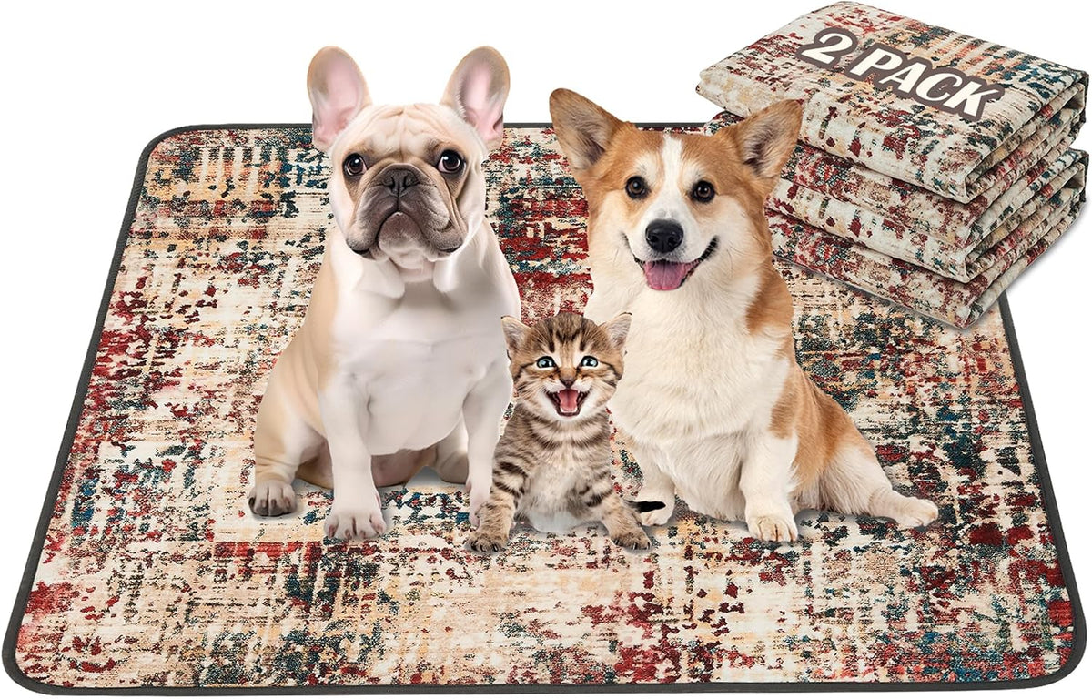 Washable Pee Pads for Dogs, Reusable Puppy Pads 36"x 41" 2 Pack – Essentials for Dogs - Tie Dye Red / 36"*41"(Pack of 2)