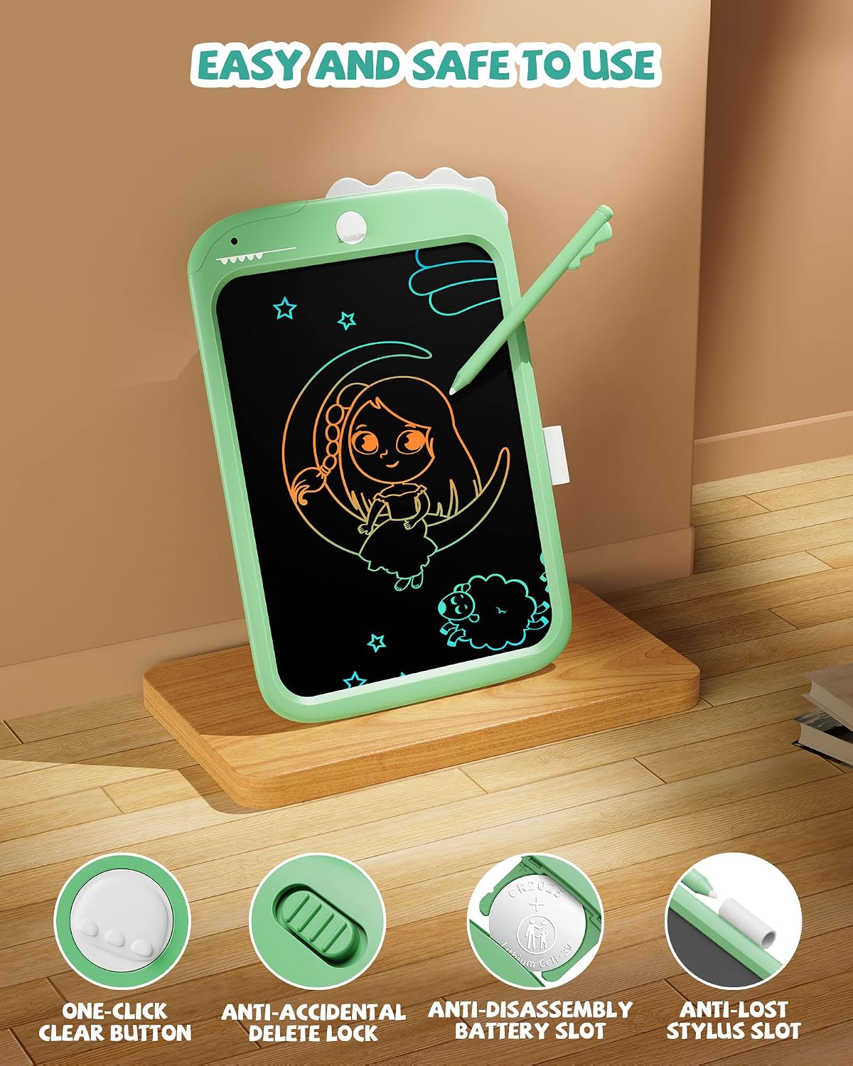 8.5 inch LCD Writing Tablet for Kids - Green / 10 inch - image 3