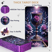 Tarot Cards Deck for Beginners with Guide Book Pretty Unique 400GSM - Purple - image 4