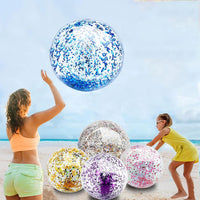 TURNMEON 5 Pack Sequins Beach Balls 16 Inch 24 Inch Pool Party - Multicolor / 2 pcs 24inch+3 pcs 16inch