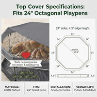 Puppy Playpen with Bottom Pad and Door, 8 Panels 24" H - Gray / X-Small Pen: 24-Inch High / Playpen+Bottom+Top Cover - image 3