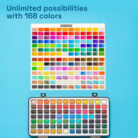 ARTISTRO 50 Metallic Watercolor Paint Set with Brushes for Adults - 168 colors Portable Travel - image 3