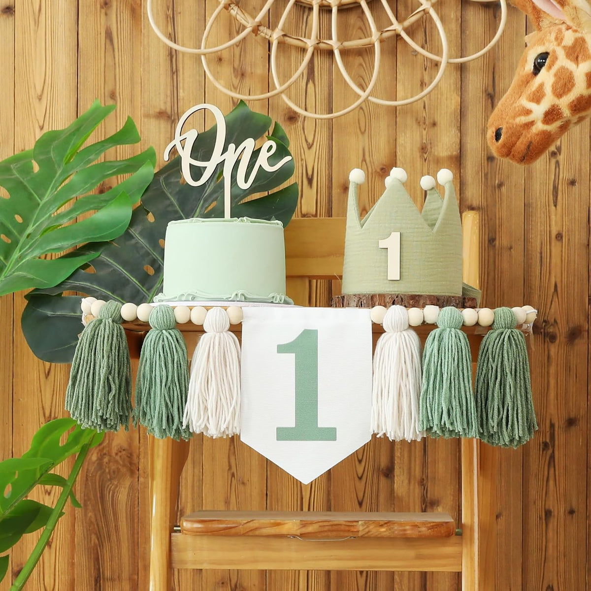 DCJHFJ First Birthday Decorations for Boy Highchair Banner One - Green Banner - image 4
