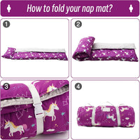 Bunnikins & Clover Toddler Nap Mat with Removable Pillow - Purple Unicorn - image 2