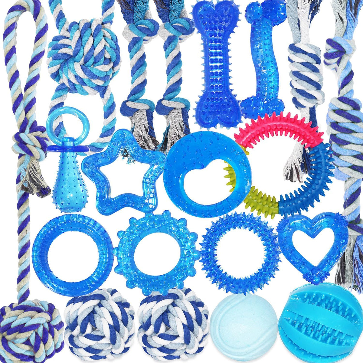 20 Pack Luxury Puppy Teething Chew Toys for Small Dogs and Puppies – Essentials for Dogs - Blue