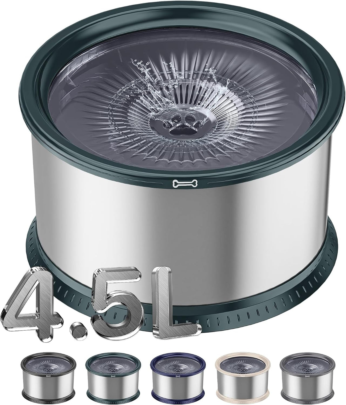 6.5L Stainless Steel Dog Water Bowl - Green / 4.5L