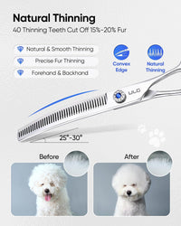 ULG Curved Dog Grooming Shears, 440C Stainless Steel - 7.0 Inch (Thinning) - image 4