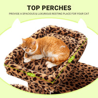Allewie 64 Inches Cat Tree Tower/Multi-Level Activity Center - Leopard Print - image 4