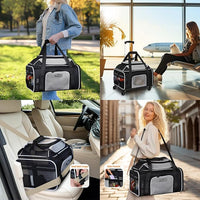 Petskd Top-Expandable Pet Carrier with Wheels 19x13x9 Inches Southwest Allegiant Airlines Approved, Soft-Sided Carrier for Small Dog Under 12 lbs and Large Cat Under 15 lbs(Black)