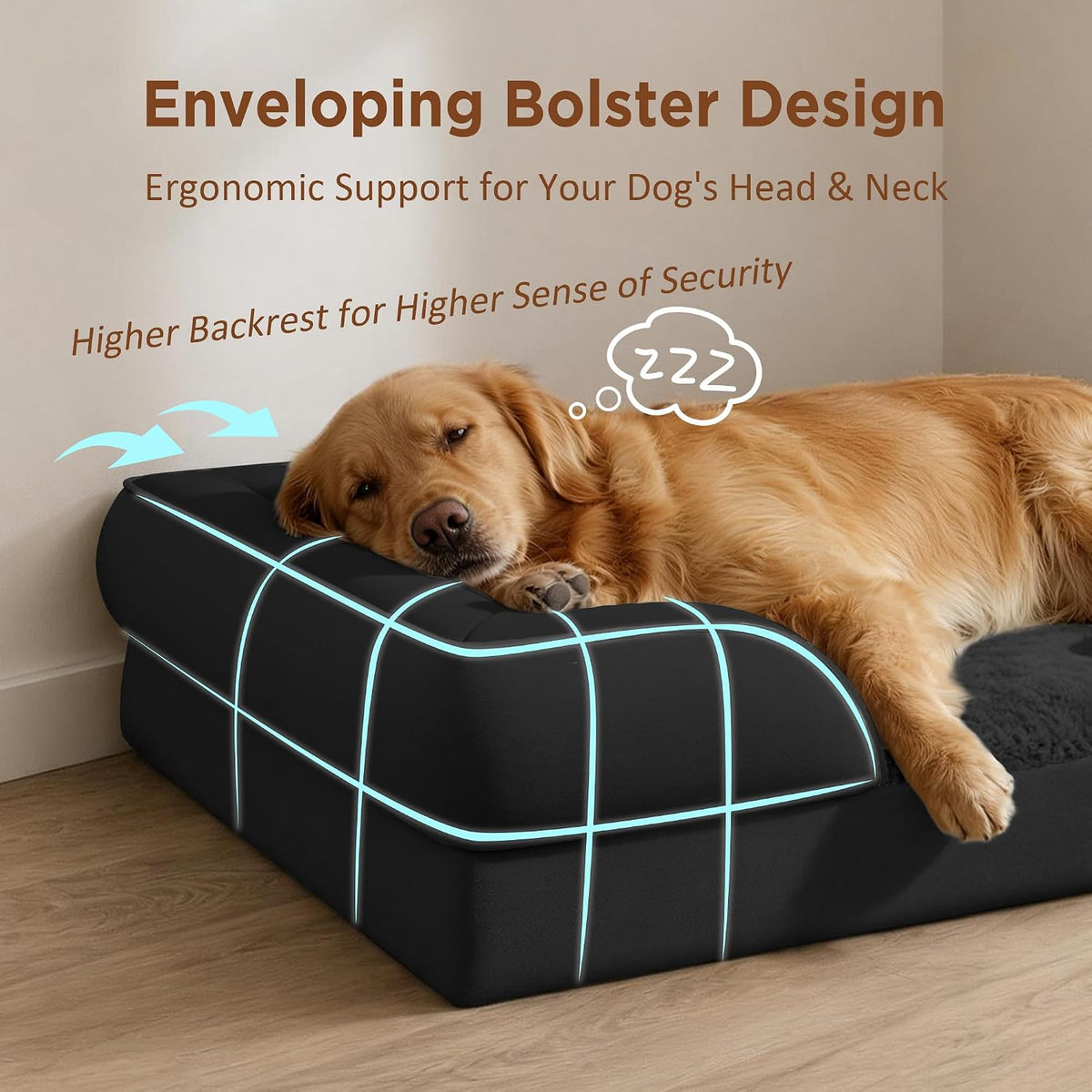 Comfort Expression Waterproof Orthopedic Dog Bed for Extra Large Dogs – Essentials for Dogs - 53.0"L x 42.0"W x 8.5"Th / Black - image 3