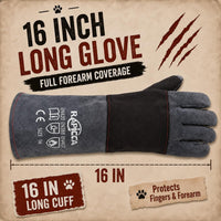 RAPICCA Animal Handling Gloves, Bite Proof Double Leather - 2 Count (Pack of 1) / 16 Inches - image 2