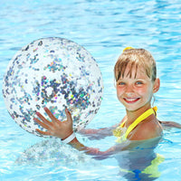 Civaner 10 Pcs Inflatable Glitter Beach Balls 16 Inch - Gold, Silver / Glitter - image 2